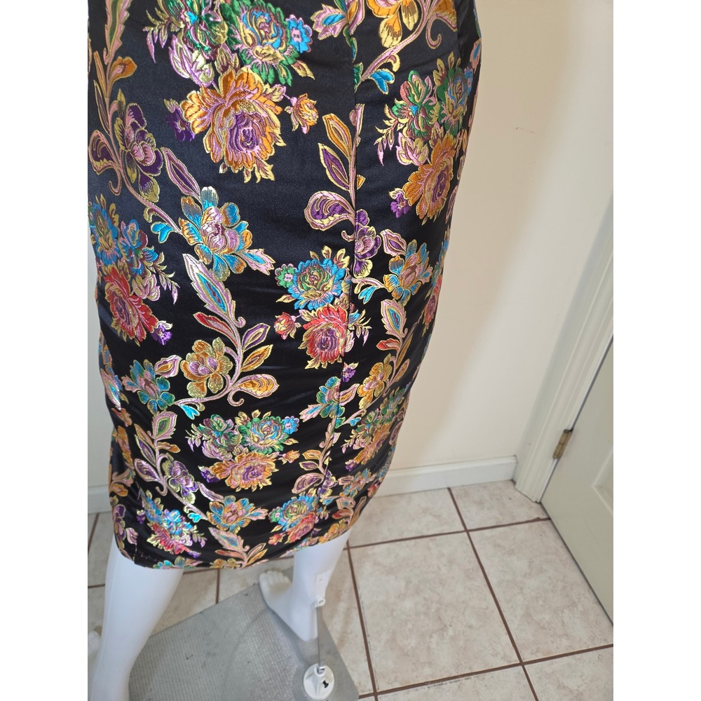 Olia Womens Strapless Metallic Floral Brocade Midi Dress Black‎ Multi Size S - Picture 13 of 14